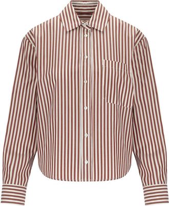 Weekend by Max Mara CAMICIA A RIGHE PANETTO BIANCA E MARRONE MAX MARA WEEKEND