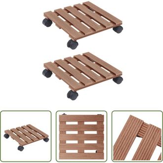 vidaXL Carrelli per vasi - Carrelli Portavasi 2 pz Marroni 30x30x7,5 cm in WPC