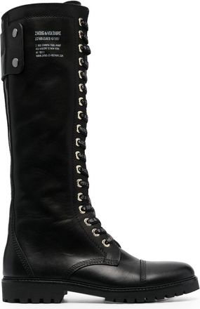 Zadig&Voltaire leather knee-high boots - women - Calf Leather/Calf Leather/Rubber - 37 - Black
