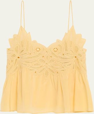 Ulla Johnson Rosie Embroidered Silk Top