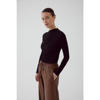 Exquise Aglaia Tulle Blouse in Black at Nordstrom, Size Medium