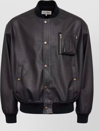 Maison Margiela faux leather ribbed bomber jacket