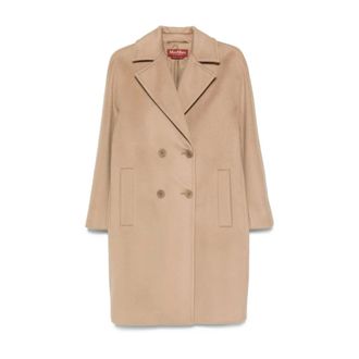 Max Mara Double-Breasted Coats, female, Brown, Size: 2XS Camel Double-Breasted Coat