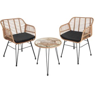 TecTake Garden Table & Chairs Molfetta in Natural | Size: 2 Seater