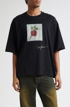 Song for the Mute Rose Stamp Gym T-Shirt in Black at Nordstrom, Size 38 Us
