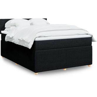 vidaXL Vidaxl - Cama Box Spring Con Colch&oacute;n Tela Negro 140x190 Cm