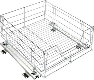 WENKO Cassetto Scorrevole Per Armadio Da Cucina, Organizzazione Interna Dellarmadio, Maxi, Acciaio, 50x23x50 Cm, Cromato - Wenko