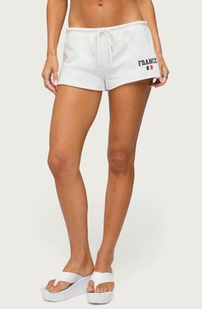 Edikted France Low Rise Micro Shorts in White at Nordstrom, Size X-Small