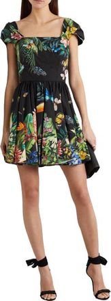 Dolce & Gabbana Pleated Printed Cotton-Poplin Mini Dress Size M