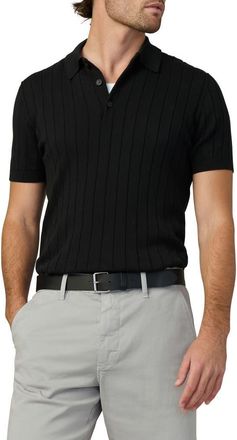 Joe's Guy Rib Polo Sweater in Black at Nordstrom, Size Medium