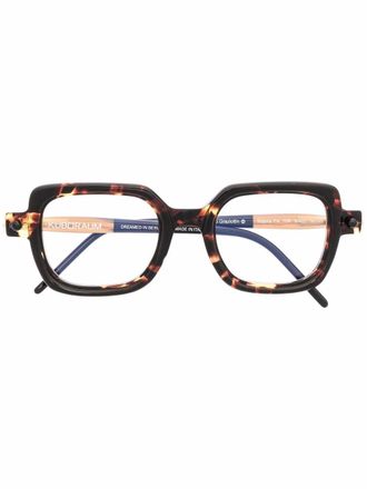 Kuboraum tortoiseshell-effect square-frame glasses - unisex - Acetate - 50 - Brown