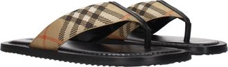 Burberry Check Fabric Flip-Flop Sandals - Beige