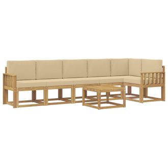 vidaXL Conjunto De Sof&aacute;s De Exterior Con Coj&iacute;n 7 Pcs Y Beige Poli&eacute;ster Vidaxl