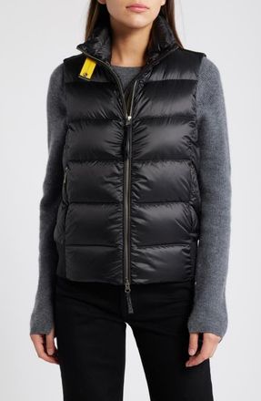 Parajumpers Ali Water Repellent 750 Fill Power Down Twill Puffer Vest in Black at Nordstrom, Size X-Large