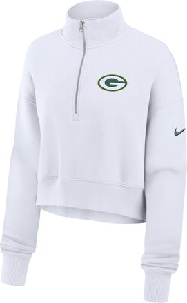 Nike Green Bay Packers Primetime Phoenix Nike Womens NFL Oversized Cropped 1/4-Zip Crew in White | 01N910A7T-LCD