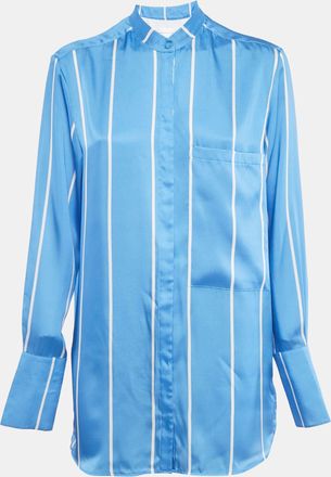 Victoria Beckham Blue Striped Satin Long Sleeve Shirt