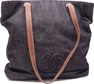 Chanel Black Denim Tote Bag (Pre-Owned)