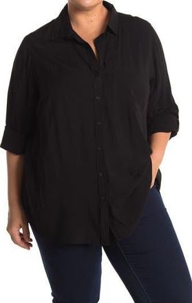 Velvet Heart Elisa Roll Tab Sleeve Button Down Blouse in Black at Nordstrom Rack, Size 1X