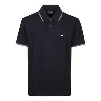Emporio Armani Polo shirt met korte mouwen en micro-arendslogo- slim fit - Heren - Polos - Blauw - L - Katoen - Tops