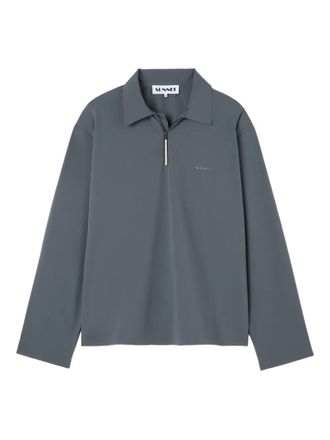 Sunnei zip-neck long-sleeve polo shirt - Grey
