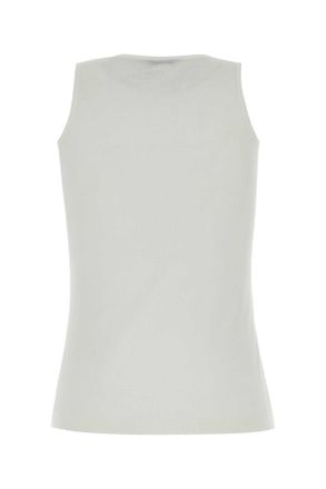 Balenciaga Womens White Cotton Blend Tank Top Exterior: Nylon Maglie Sweater