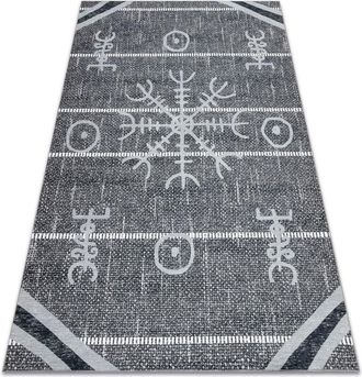RugsX Antika Alfombra 118 Tek, Azteca, Lavable - Gris Grey 160x220 Cm