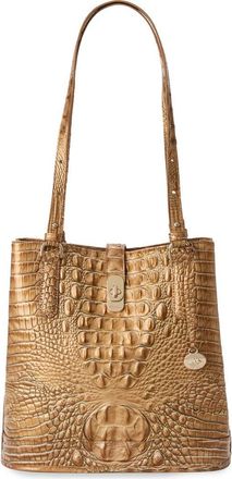 Brahmin Fiora Croc Embossed Leather Bucket Bag in Driftwood at Nordstrom