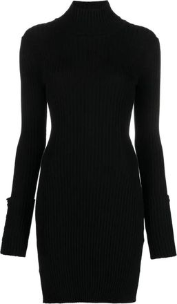 Paco Rabanne Elegante Zwarte Gebreide Jurk - Dames - Kleedjes - Zwart - XS - Wol - Kleedjes