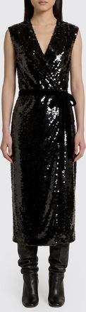 Alberta Ferretti Abito midi a portafoglio senza maniche con paillettes