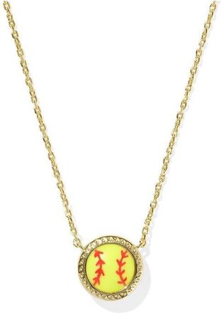 Kendra Scott Softball Short Pendant Necklace - Gold Chartreuse Magnesite