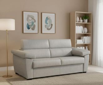 Dmora Dmora - Sof&aacute; Fijo 2 Plazas Pisogne, Sof&aacute; Lineal Para Sal&oacute;n, Acolchado, Desenfundable, Calidad 100% Made In Italy, 185x95 H100 Cm, Gris Claro