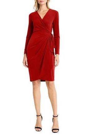 Maggy London Matte Jersey Long Sleeve Wrap Dress in Savvy Red at Nordstrom Rack, Size 2