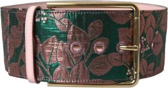 Dolce & Gabbana Bloemen Jacquard Gouden Gesp Riem - Dames - Riemen - Veelkleurig - ONE Size - Polyester - Accessoires