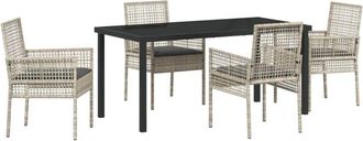 vidaXL Vidaxl - Garden Dining Set with Cushion 5 pcs Light Grey Poly rattan