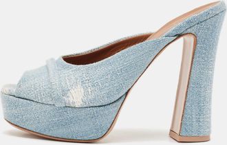 Malone Souliers Baby Blue Denim Yasmin Platform Mules