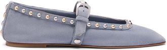 Stuart Weitzman Schoenen, Dames, Blauw, 37 1/2 EU, Leer, Perry Mary Jane Flat
