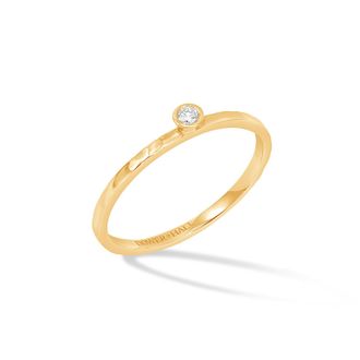 Dower & Hall 14k Hammered Narrative Ring with 2mm Diamond