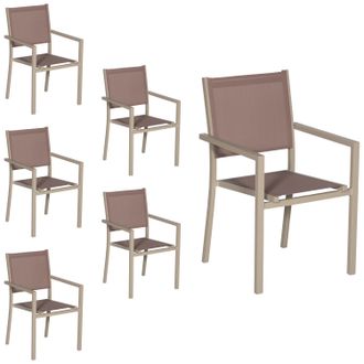 Happy Garden Happy Garden - Juego De 6 Sillas De Aluminio Color Topo Textileno Topo