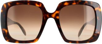 Alexander McQueen Alexander McQueen Square Dames Tortoise Bruin Gradient AM0378S