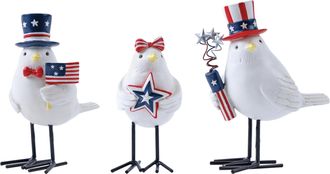 Melrose International Americana Bird Figurine (Set of 3) - Red, White, Blue