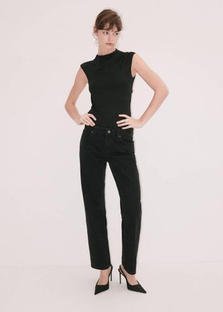 Mango Jeans dritti dettaglio cristalli black denim - Donna - 36 - MANGO