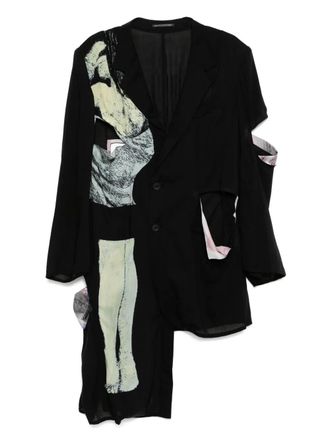Yohji Yamamoto graphic-print blazer - Black