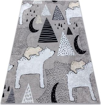 RugsX Rugsx - Alfombra Lavable Junior 51974.802 Osos, Animales Para Ni&ntilde;os Antideslizante - Gris Grey 120x170 Cm