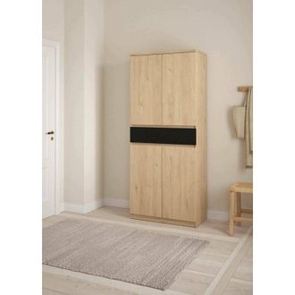 Dmora Dmora - Zapatero Jangmi, Zapatero, Armario De Entrada Multiusos, Zapatero, 80x40 H192 Cm, Roble Y Negro