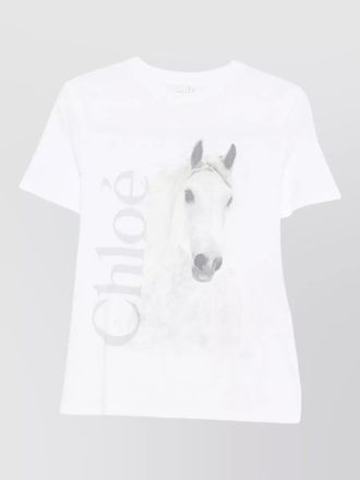 Chlo&eacute; cotton crew neck graphic short sleeve t-shirt