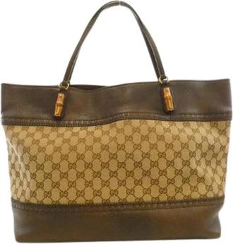 Gucci Pre-owned Tote Bags, female, Brown, Size: ONE SIZE Pre-owned GG Canvas Tote Bag