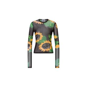 Moschino T-shirt van bedrukte mesh - Dames - Longsleeves - Veelkleurig - 2XS - Tops