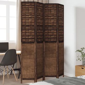 vidaXL Vidaxl - Biombo Separador De 4 Paneles Madera Paulownia Marr&oacute;n Oscuro