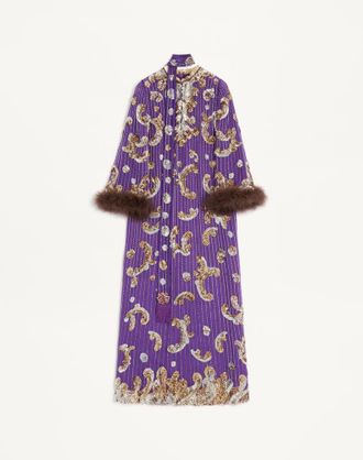 Valentino Abito in Chiffon ricamato con piume Donna VIOLA 42