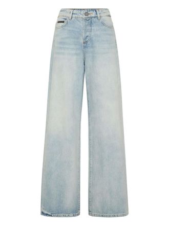 Philipp Plein skater jeans - women - Cotton/Polyester/Cotton/Calf Leather - 30 - Blue